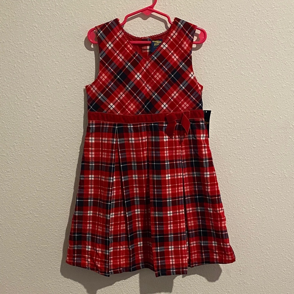 Gymboree Red Plaid Sleeveless Holiday Dress with Velvet Waistband